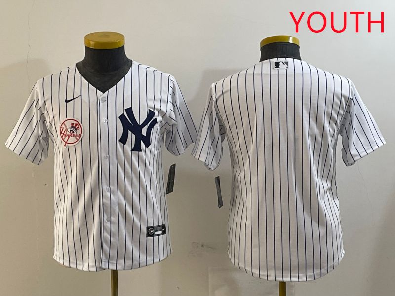 Youth New York Yankees Blank White Stripe Game 2025 Nike MLB Jersey style 10